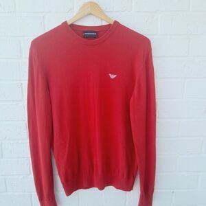 Emporio Armani Red Knit Crewneck Pullover Sweater Preppy Contemporary Sz: XS